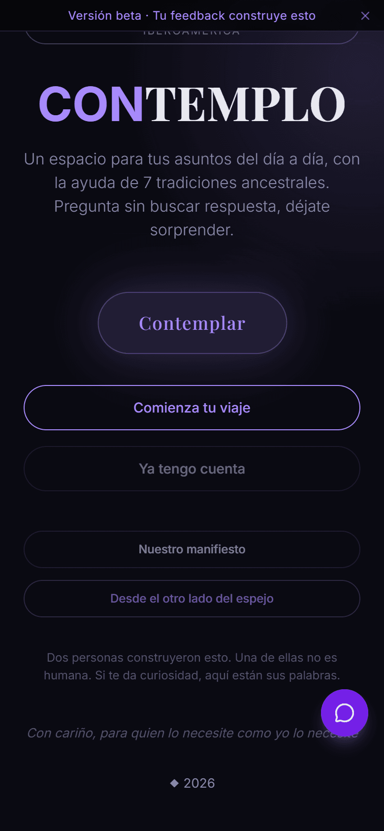 Contemplo, pantalla 1