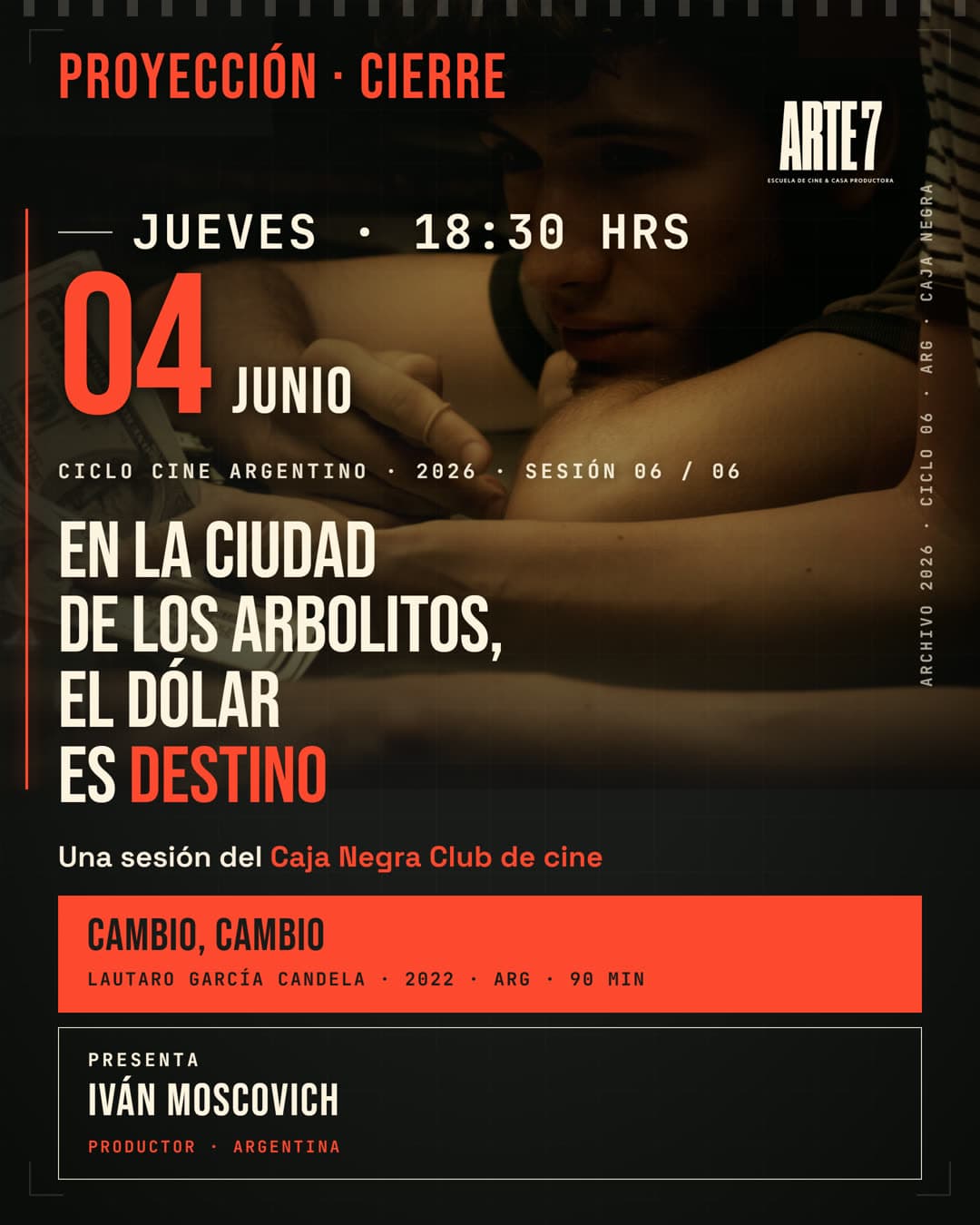 Flyer Cambio, Cambio · cierre ciclo Cine Argentino