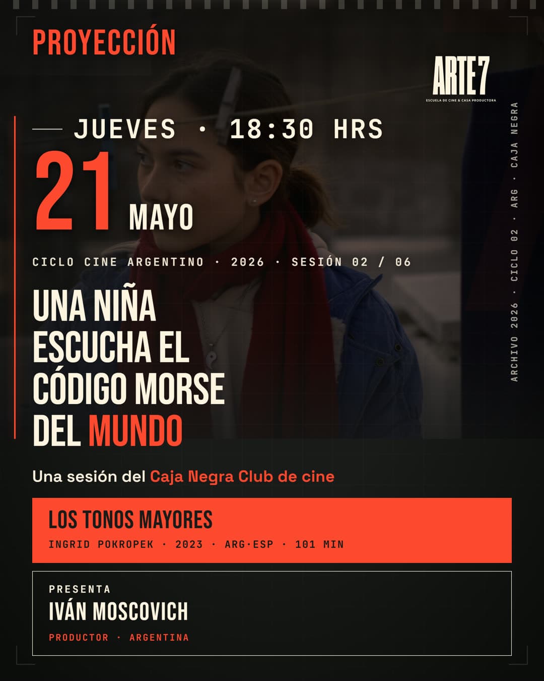 Flyer Los Tonos Mayores · Caja Negra · ciclo Cine Argentino